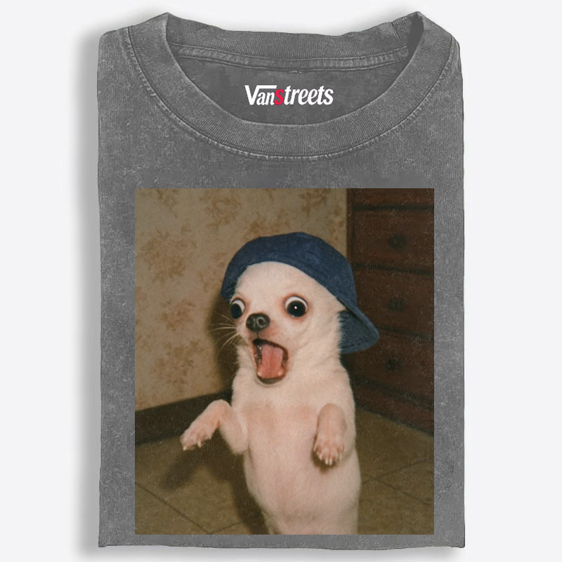 Surprised Chihuahua Meme Retro Washed T-Shirt | 100% Cotton | Streetwear Essential