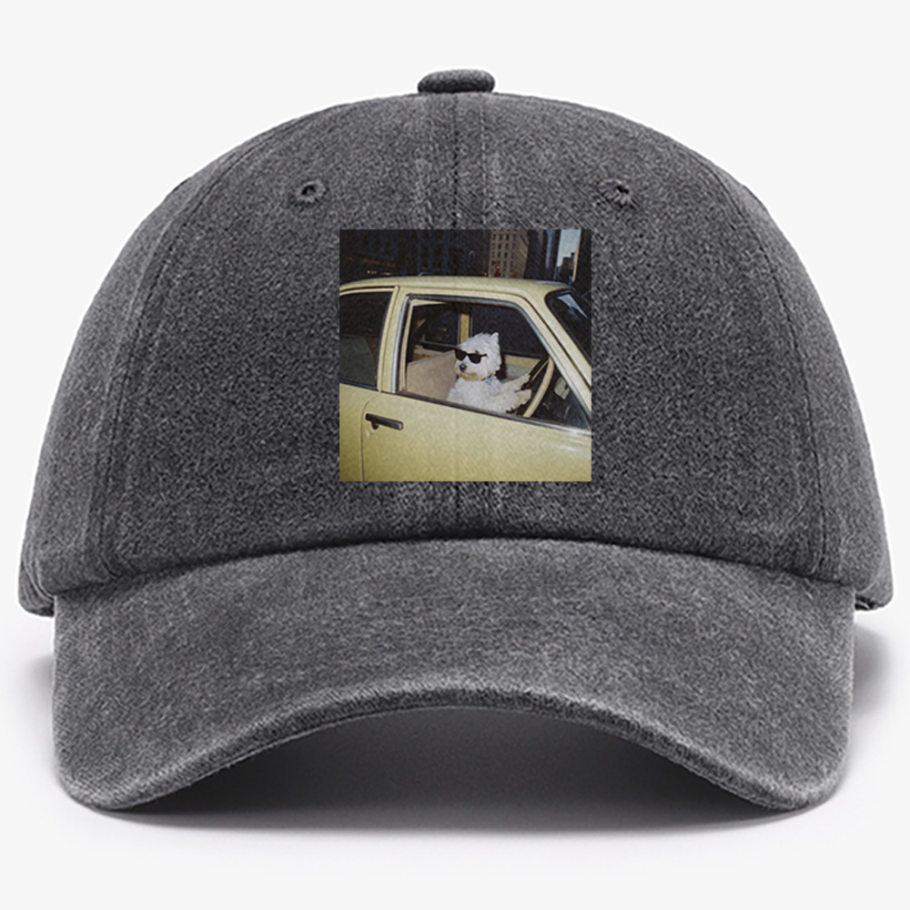 West Highland Terrier Driving Vintage Car Meme Retro Washed Baseball Cap