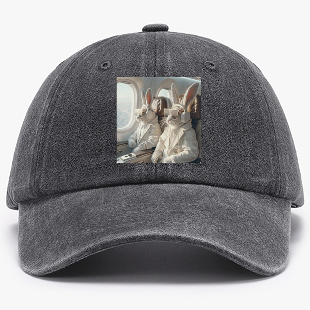Business Bunnies In First Class Meme Retro Washed Baseball Cap