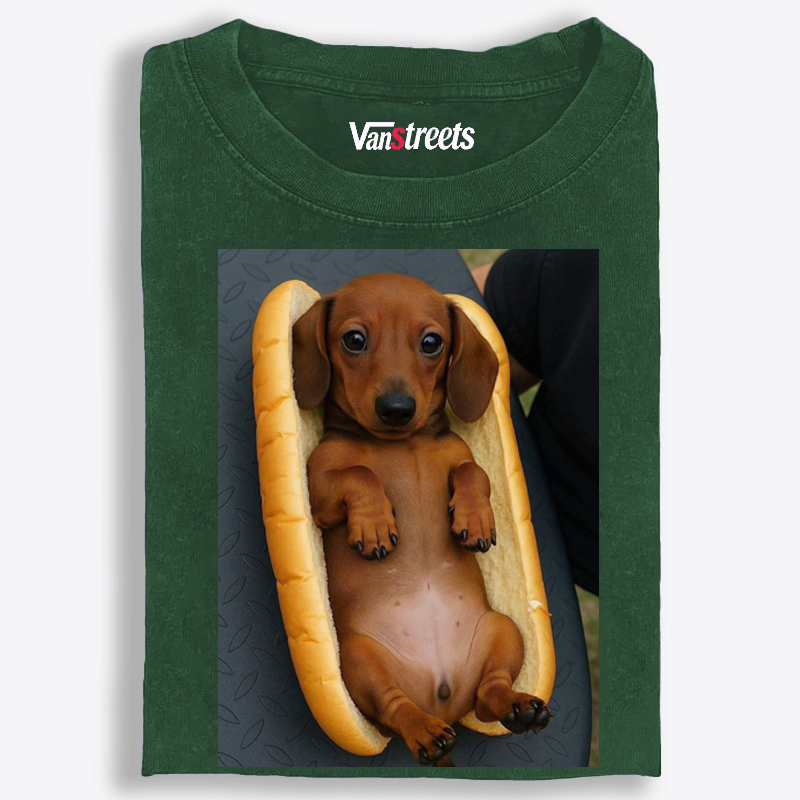 Hot Dog Dachshund Meme Retro Washed T-Shirt | 100% Cotton | Streetwear Essential