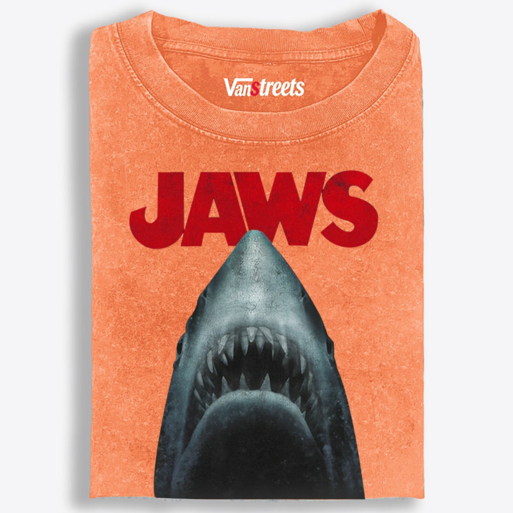 JAWS Shark Retro Washed T-Shirt | 100% Cotton | Streetwear Essential