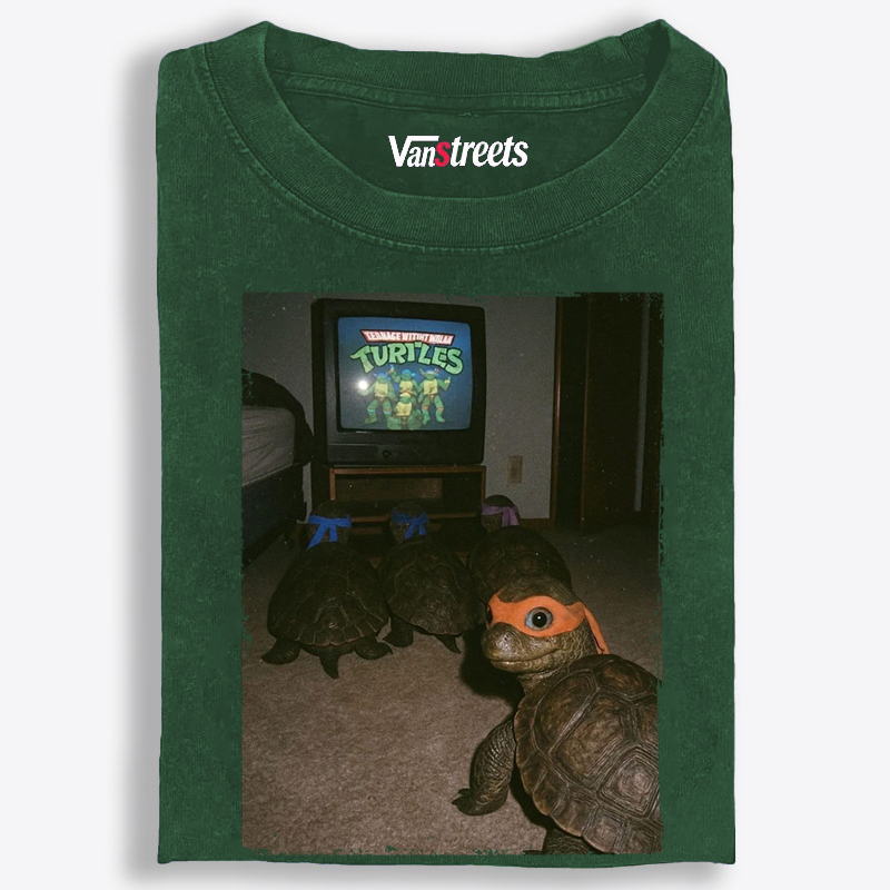 Vintage Ninja Turtles Movie Night Graphic Edition Retro Washed T-Shirt | 100% Cotton | Streetwear Essential