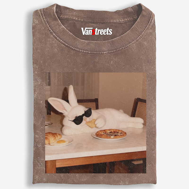Bunny Boss · Brunch Mode Retro Washed T-Shirt | 100% Cotton | Streetwear Essential
