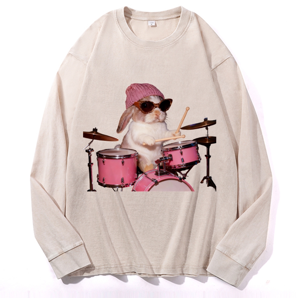 Bunny Rockin' Bunny Retro Washed Long Sleeve T-Shirt