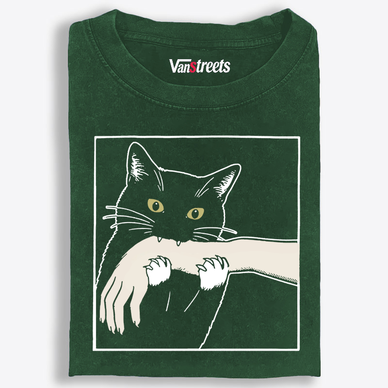 Cat Retro Washed T-Shirt | 100% Cotton | Streetwear Essential