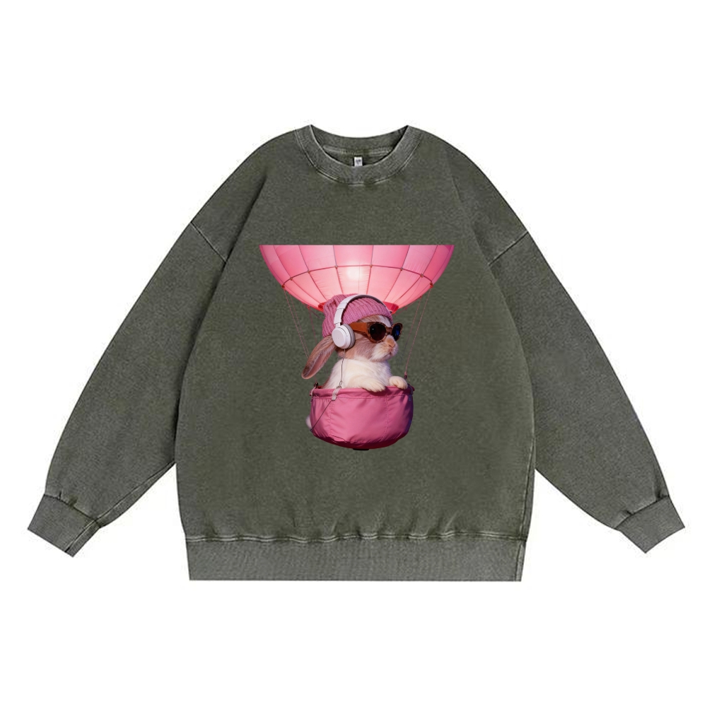 Bunny The Rabbit Retro Premium Washed Cotton Crewneck Sweatshirt