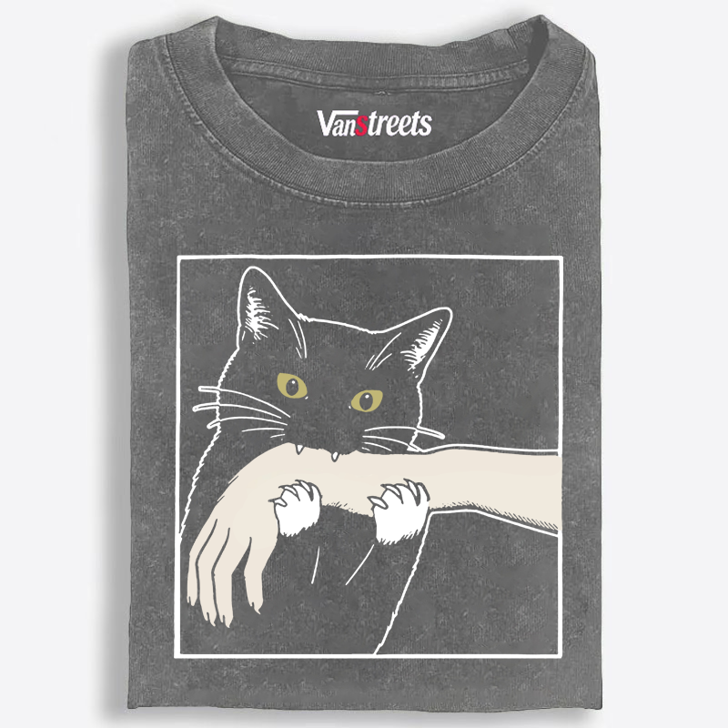 Cat Retro Washed T-Shirt | 100% Cotton | Streetwear Essential