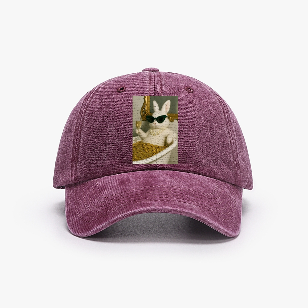 Bathtub Gold Coins Bunny Retro Washed Baseball Cap