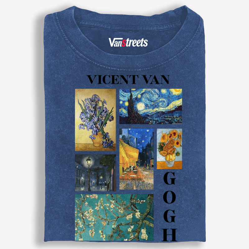 Van Gogh Masterpieces Collage Graphic Washed T-Shirt | 100% Cotton | Streetwear Essential
