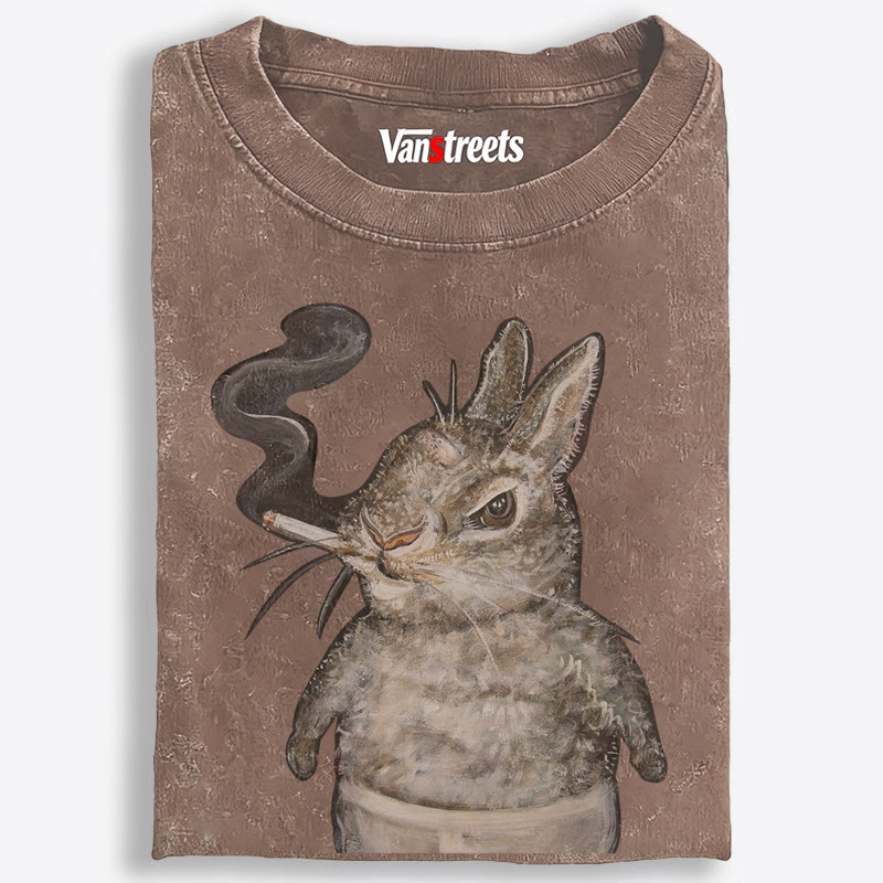 A bunny smoking Retro Washed T-Shirt | 100% Cotton | Streetwear Essential