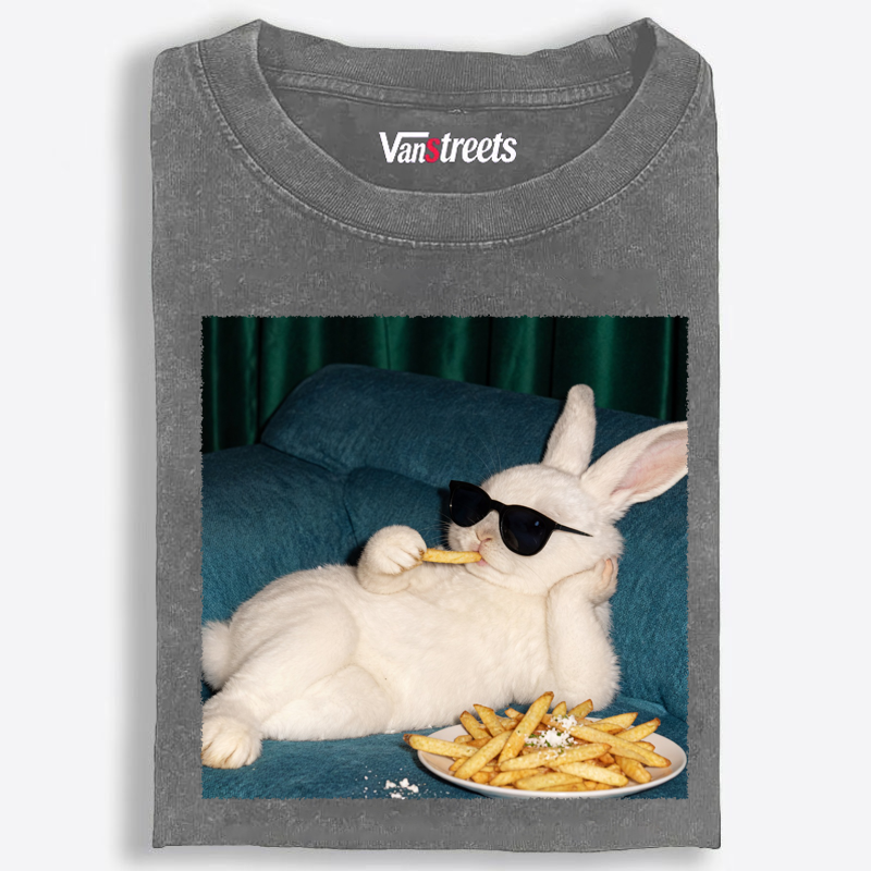 Funny Lazy Bunny Lover Washed T-Shirt | 100% Cotton | Streetwear Essential