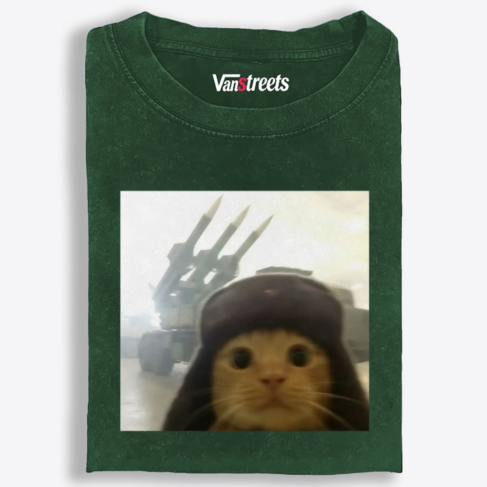 Cat with Missiles Hardcore Meme Retro Washed T-Shirt | 100% Cotton | Streetwear Essential