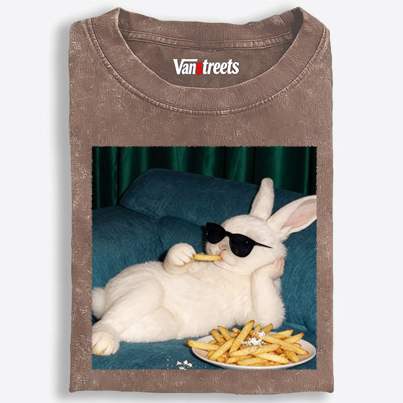 Funny Lazy Bunny Lover Washed T-Shirt | 100% Cotton | Streetwear Essential