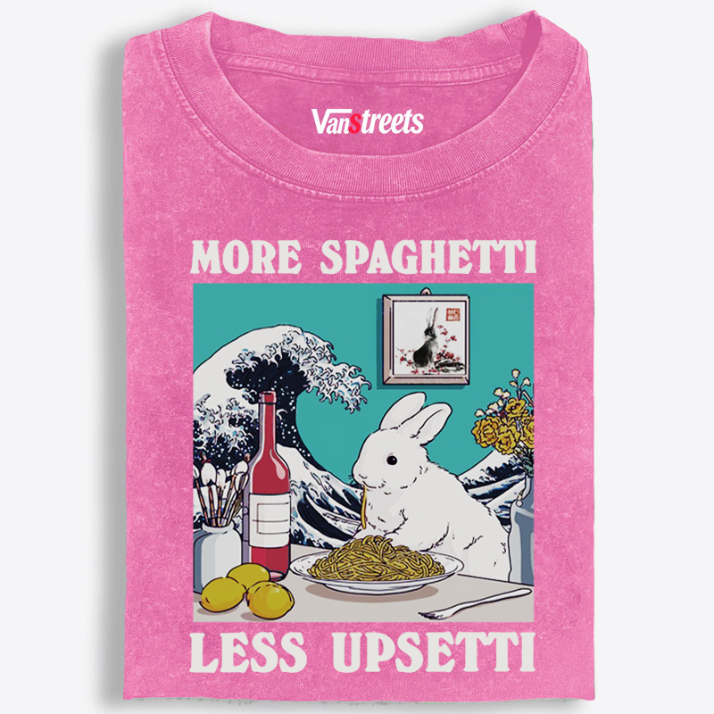 More Spaghetti Less Upsetti Bunny Retro Washed T-Shirt | 100% Cotton | Streetwear Essential