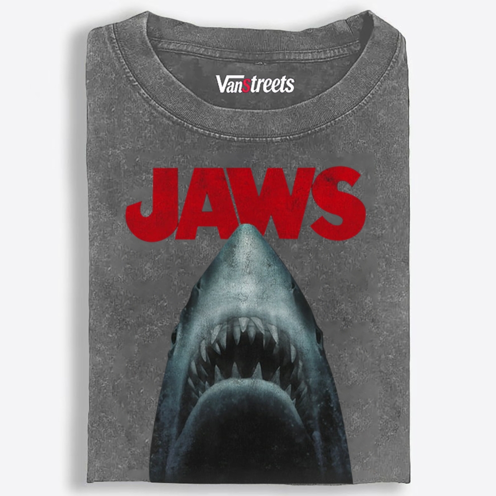 JAWS Shark Retro Washed T-Shirt | 100% Cotton | Streetwear Essential