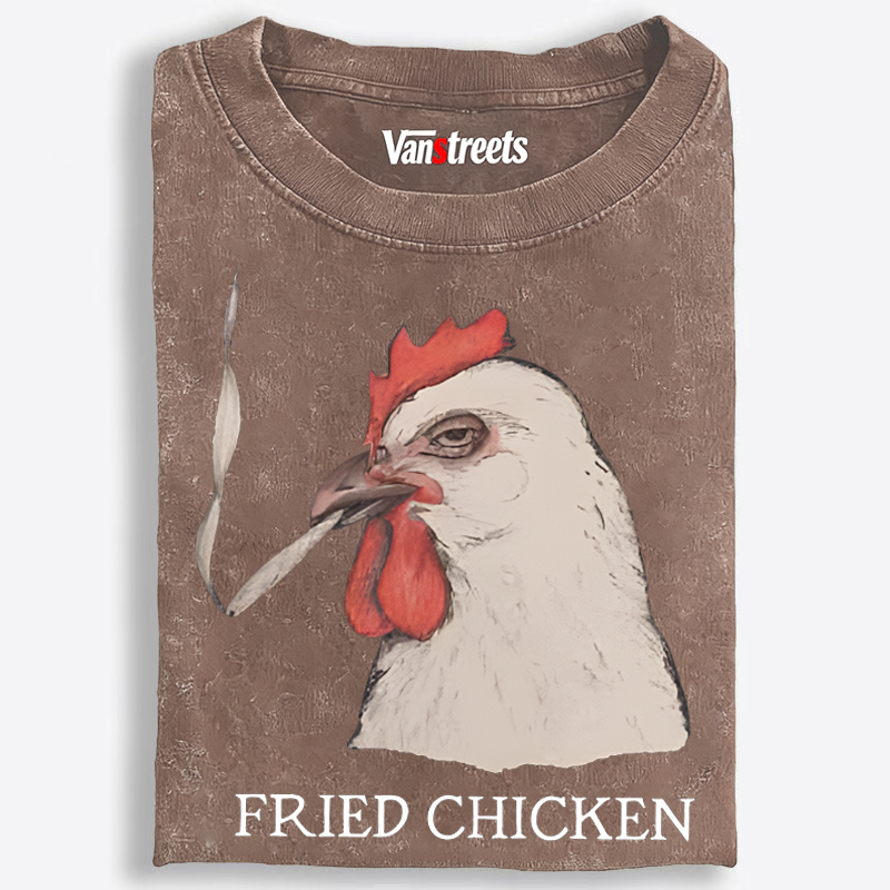 Fried Chicken Last Cigarette Retro Washed T-Shirt | 100% Cotton | Streetwear Essential