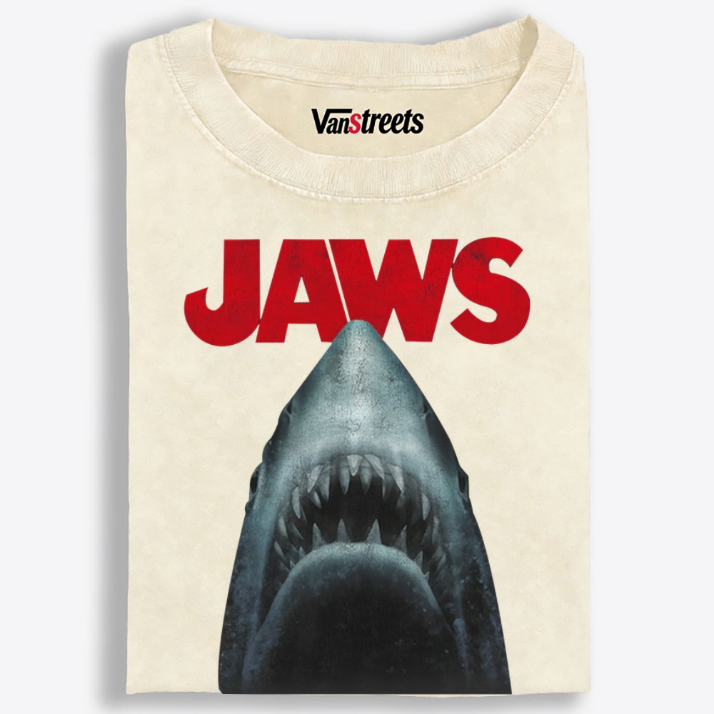 JAWS Shark Retro Washed T-Shirt | 100% Cotton | Streetwear Essential