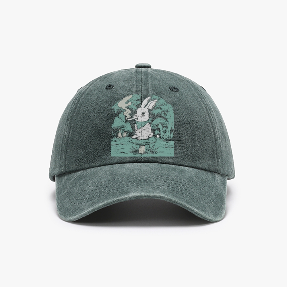 Bunny Feeling Dope Rabbit Retro Washed Baseball Cap