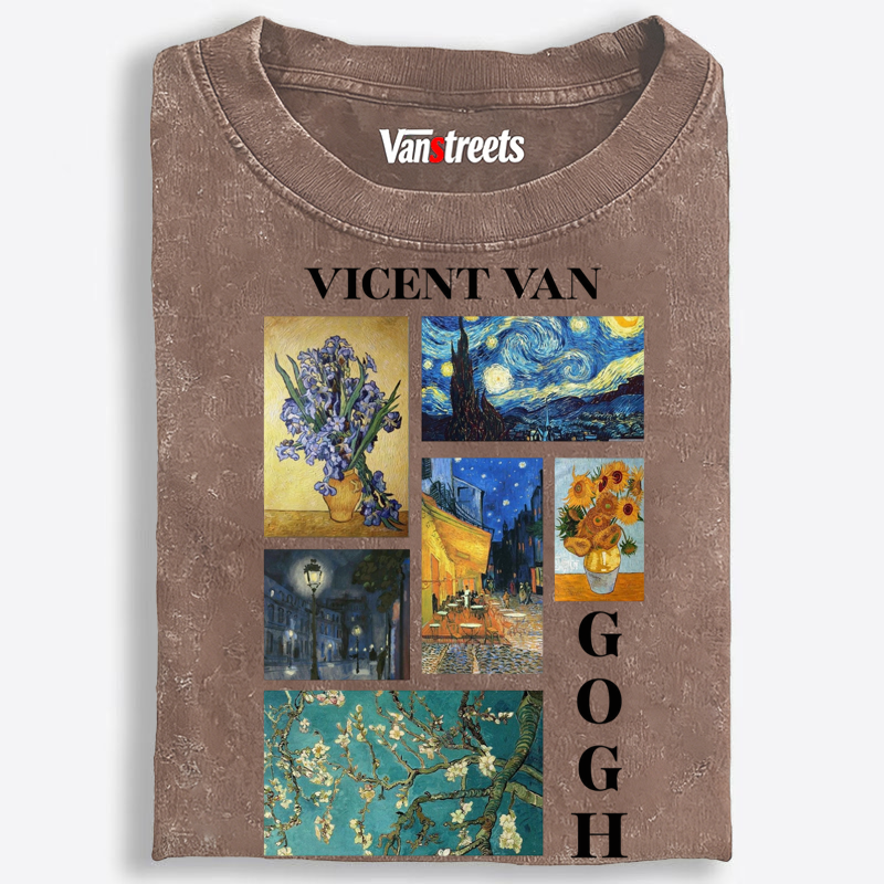 Van Gogh Masterpieces Collage Graphic Washed T-Shirt | 100% Cotton | Streetwear Essential