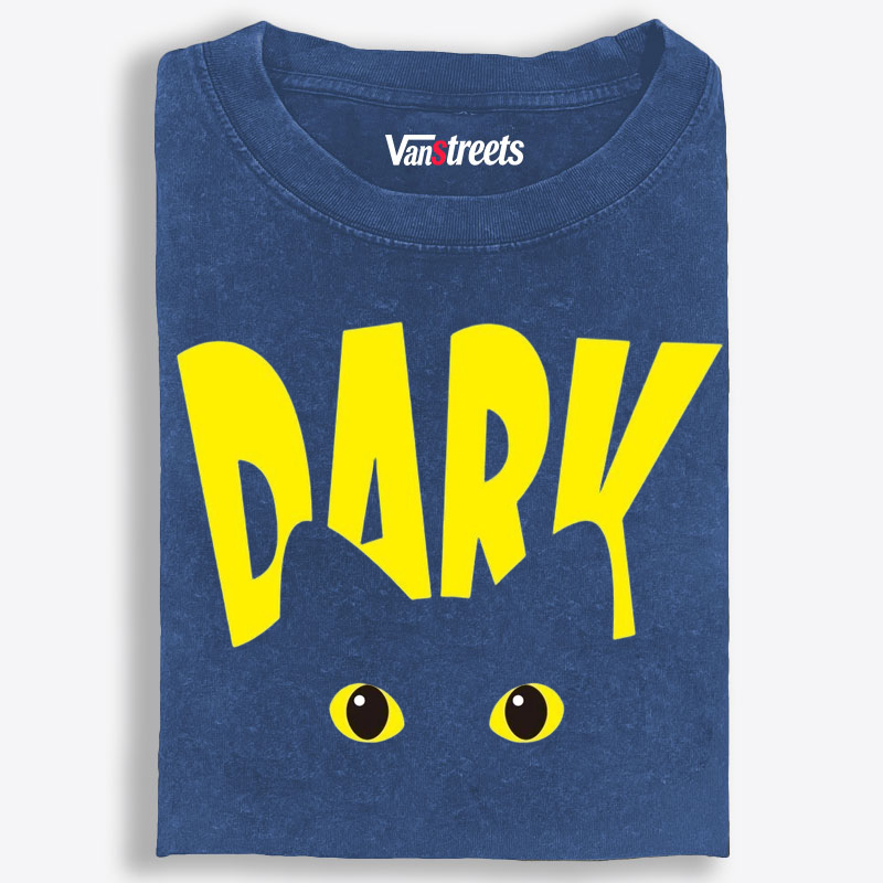"Dark" Black Cat Stare Retro Washed T-Shirt | 100% Cotton | Streetwear Essential