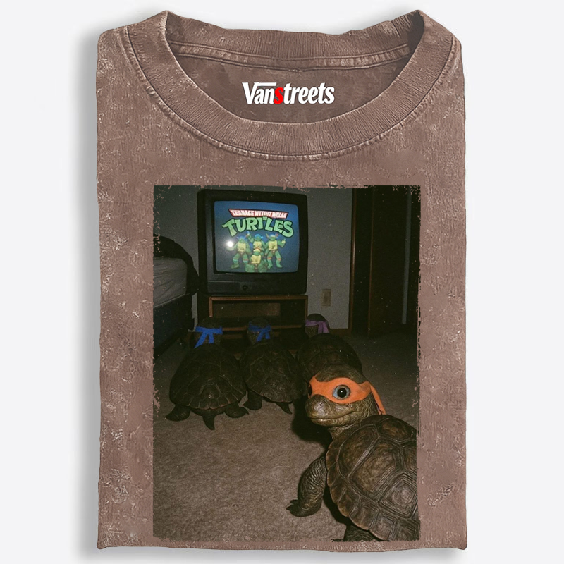 Vintage Ninja Turtles Movie Night Graphic Edition Retro Washed T-Shirt | 100% Cotton | Streetwear Essential