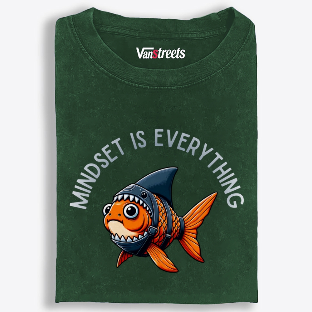 Mindset Is Everything Goldfish Retro Washed T-Shirt | 100% Cotton | Streetwear Essential