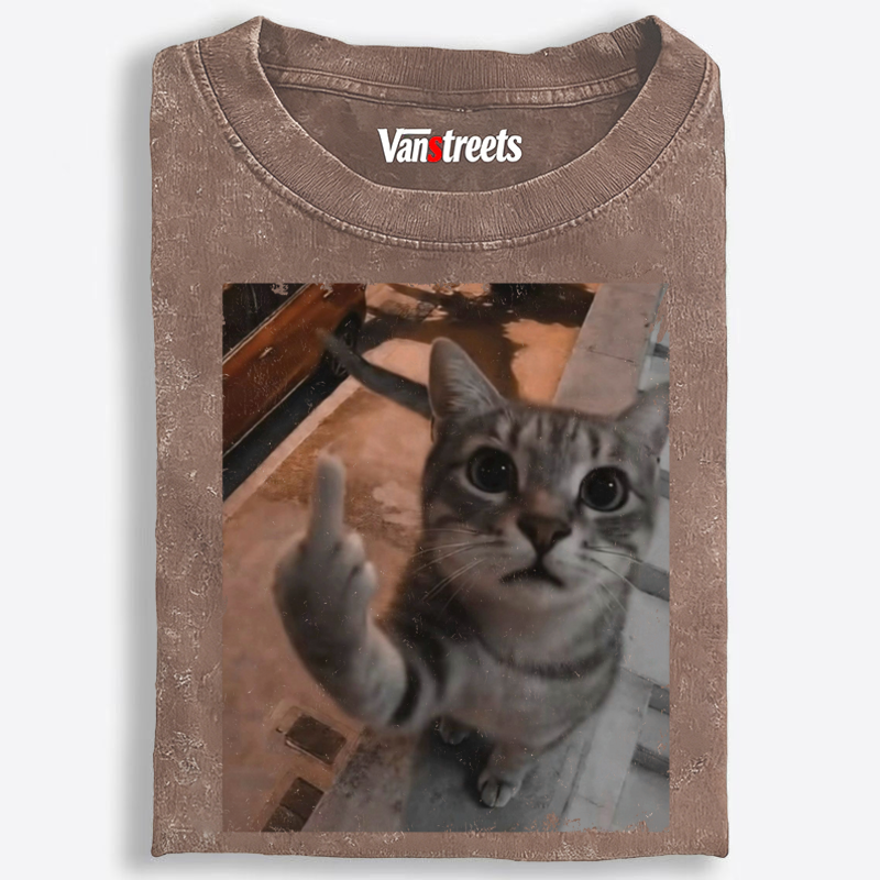 Cat's Unapologetic Vintage Salute Washed T-Shirt | 100% Cotton | Streetwear Essential