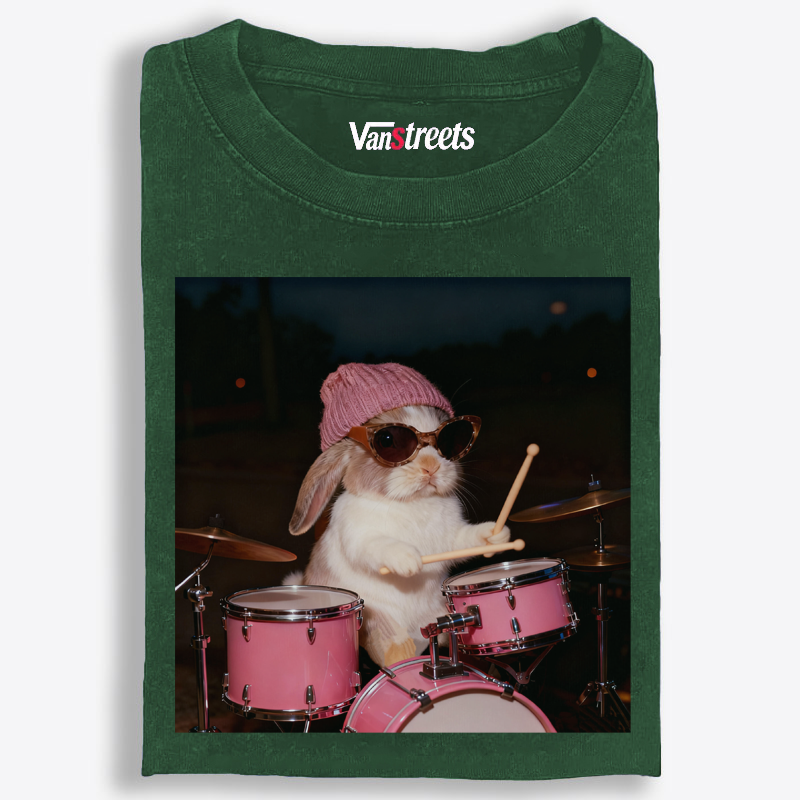 Bunny Rockin' Bunny Retro Washed T-Shirt | 100% Cotton | Streetwear Essential