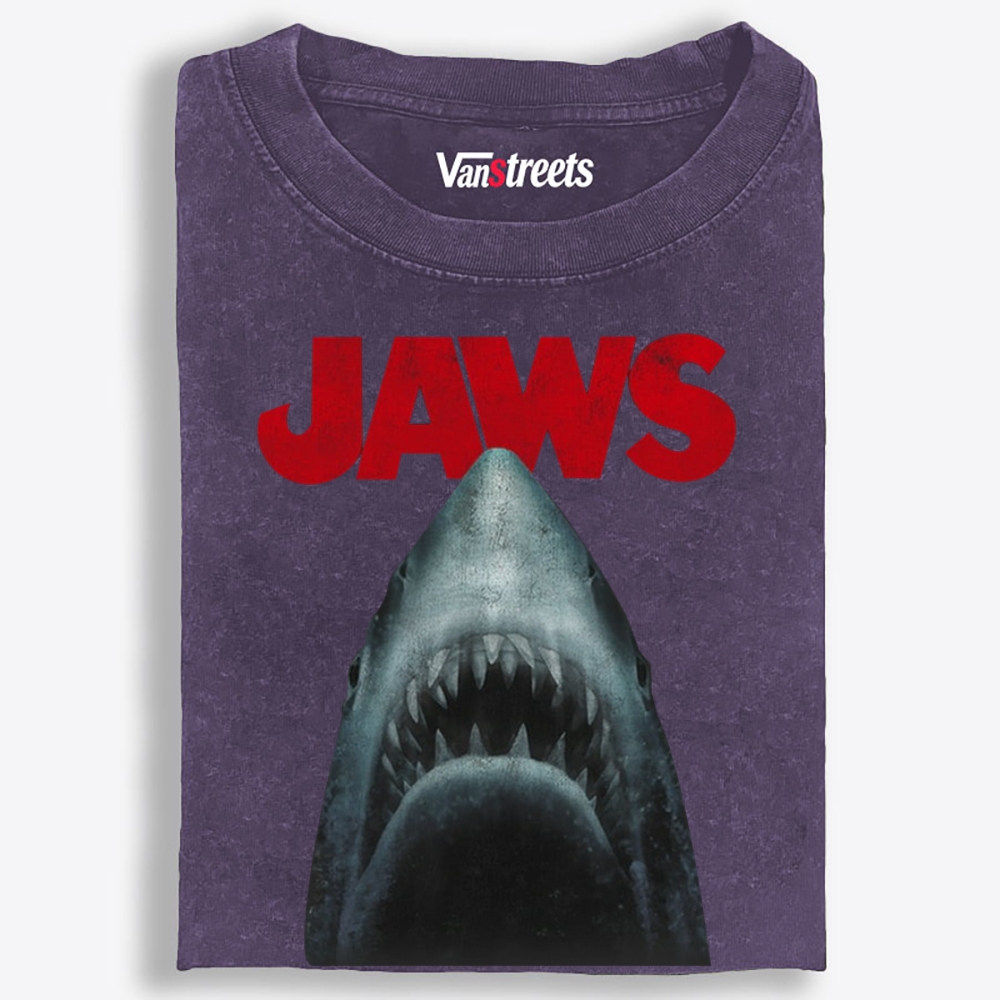 JAWS Shark Retro Washed T-Shirt | 100% Cotton | Streetwear Essential