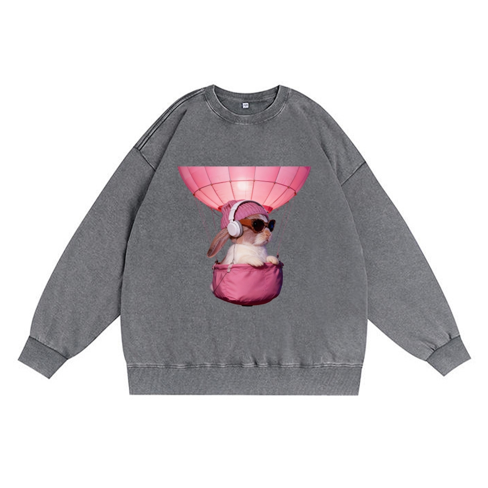 Bunny The Rabbit Retro Premium Washed Cotton Crewneck Sweatshirt