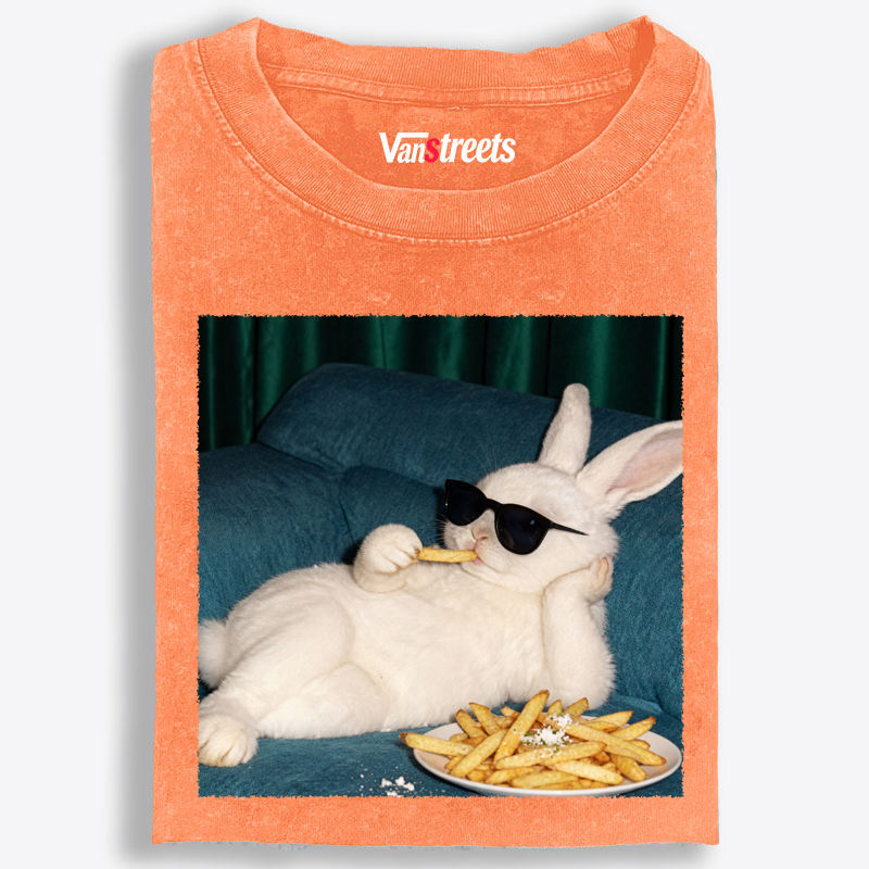 Funny Lazy Bunny Lover Washed T-Shirt | 100% Cotton | Streetwear Essential