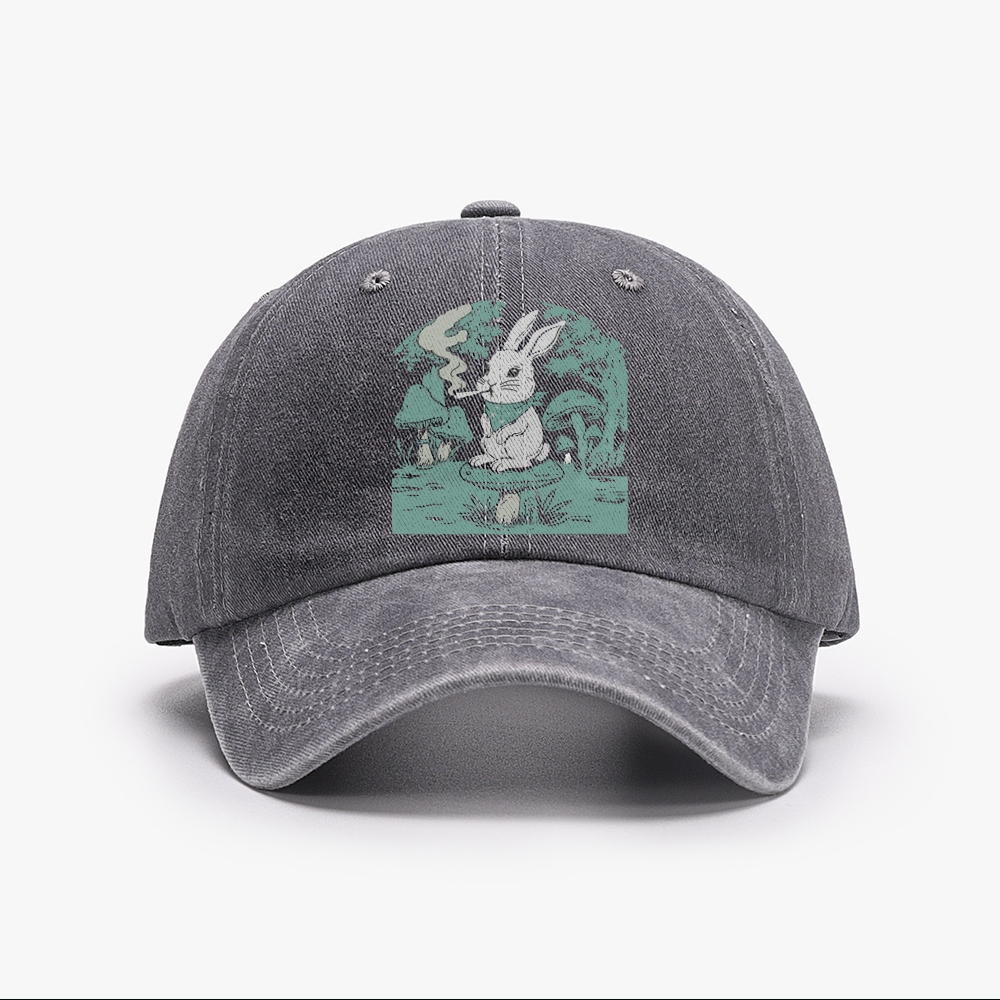 Bunny Feeling Dope Rabbit Retro Washed Baseball Cap