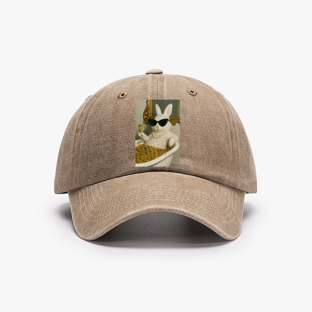 Bathtub Gold Coins Bunny Retro Washed Baseball Cap
