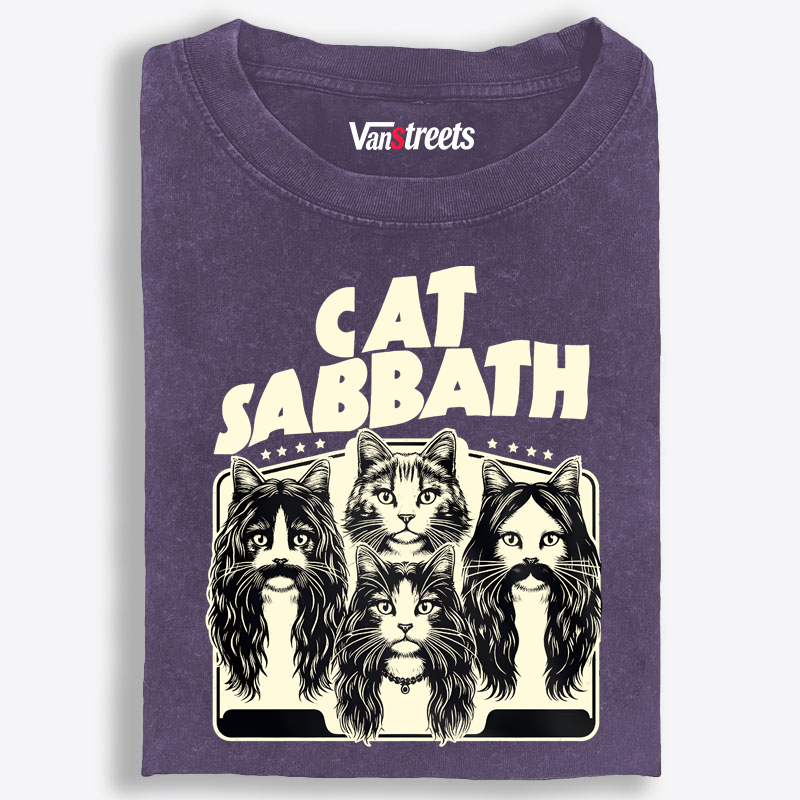 Cat Sabbath (Band Portrait) Retro Washed T-Shirt | 100% Cotton | Streetwear Essential