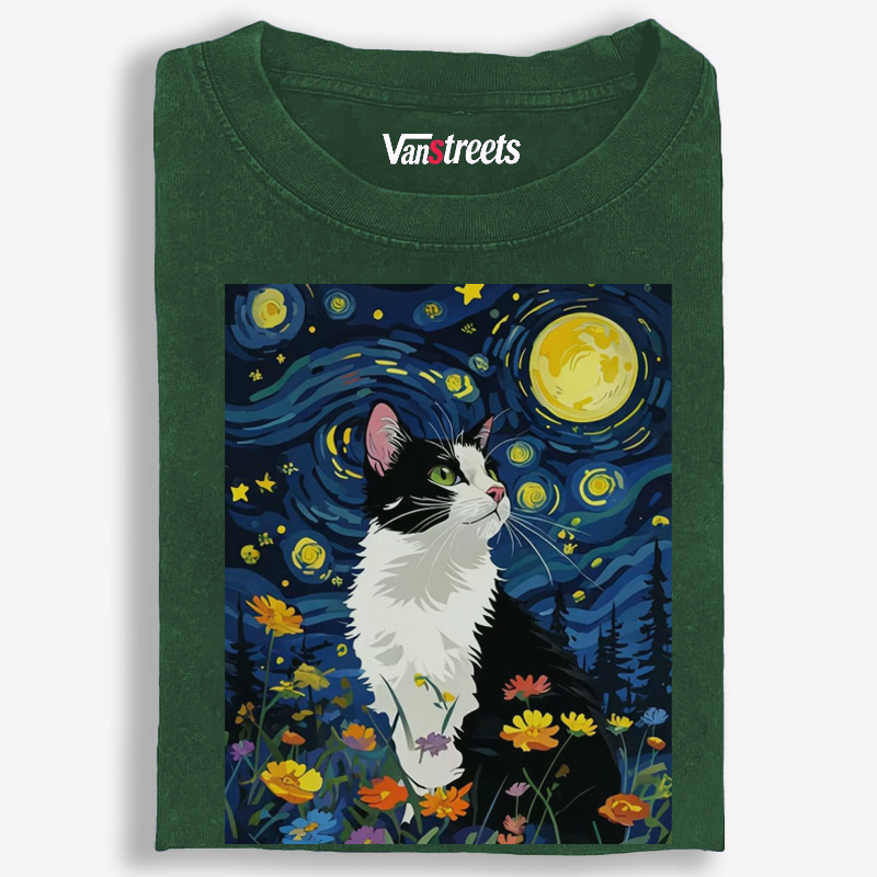Art Cat Lover Washed T-Shirt | 100% Cotton | Streetwear Essential