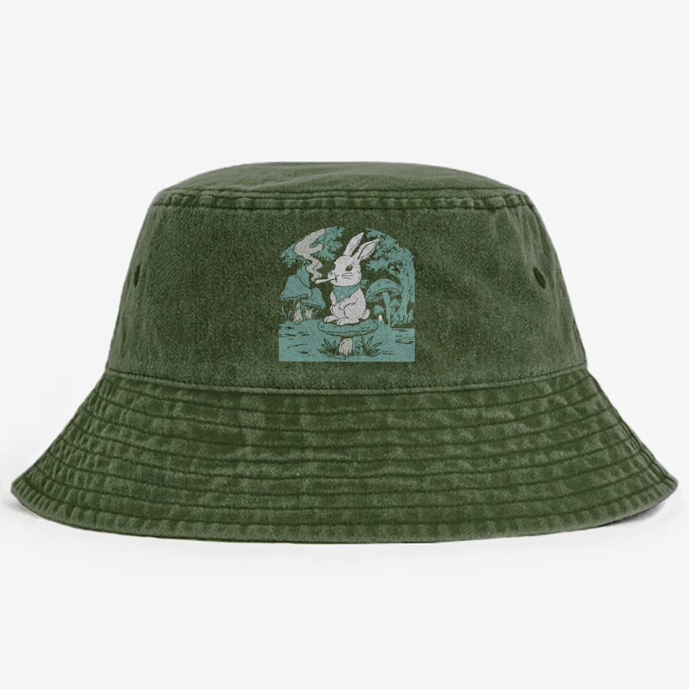 Bunny Feeling Dope Rabbit Retro Vintage Washed Bucket Hat