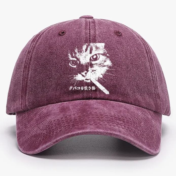 Rebel Smoker Cat Rebel Smoker CatRetro Washed Baseball Cap