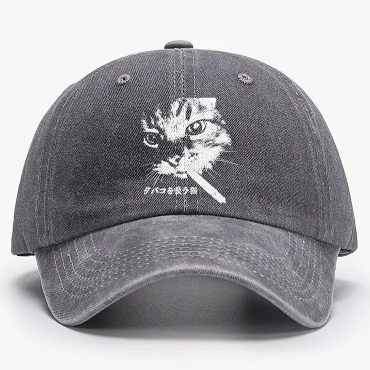 Rebel Smoker Cat Rebel Smoker CatRetro Washed Baseball Cap