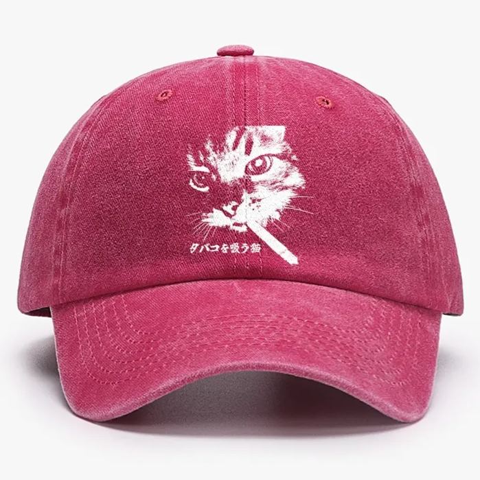 Rebel Smoker Cat Rebel Smoker CatRetro Washed Baseball Cap