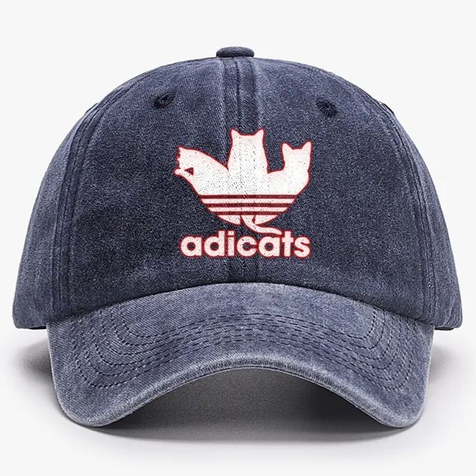 Adicats Three Cats Parody Retro Washed Baseball Cap