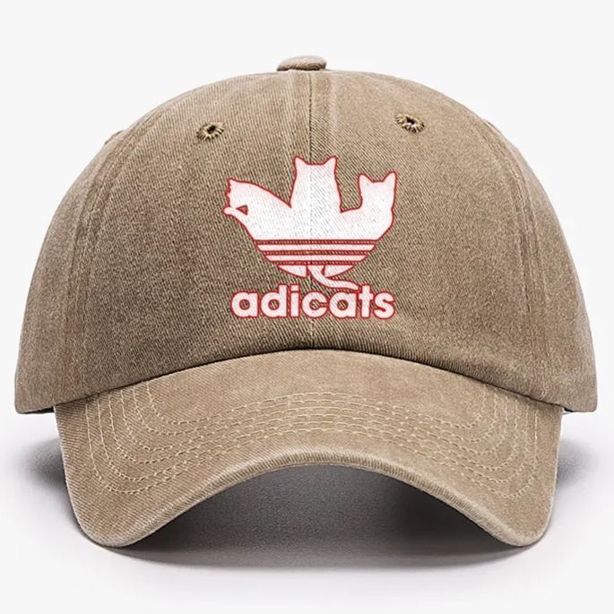 Adicats Three Cats Parody Retro Washed Baseball Cap