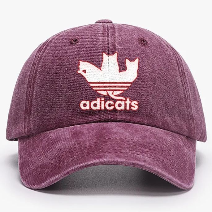 Adicats Three Cats Parody Retro Washed Baseball Cap