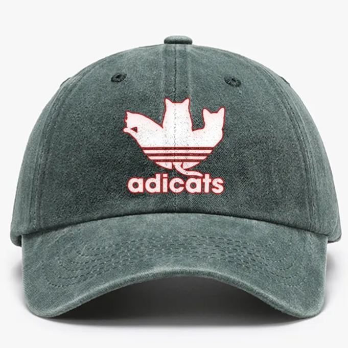 Adicats Three Cats Parody Retro Washed Baseball Cap