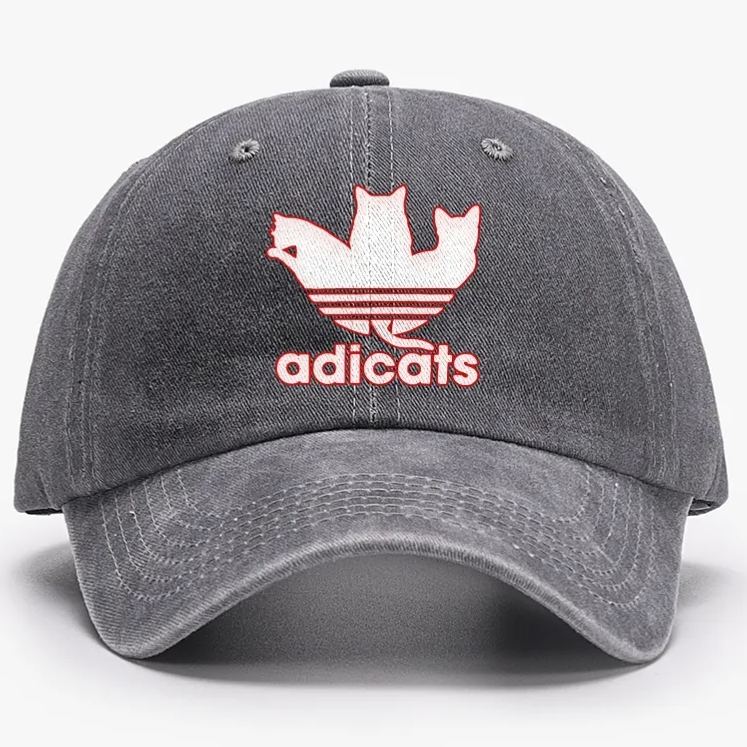 Adicats Three Cats Parody Retro Washed Baseball Cap