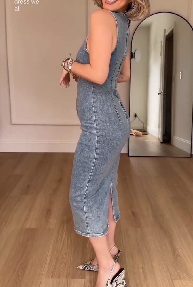 Denim Sleeveless Hyper Sculpt Dress