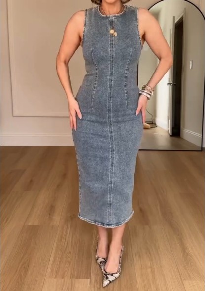 Denim Sleeveless Hyper Sculpt Dress
