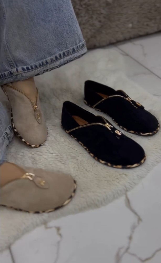Suede Leopard Print Flat Shoes