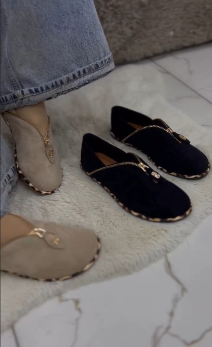 Suede Leopard Print Flat Shoes