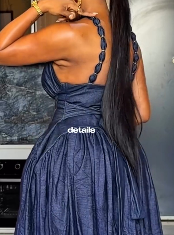 Sleeveless High-neck Belted Denim Dress