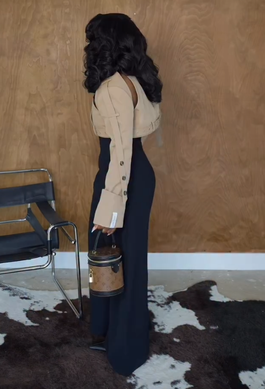 Cropped Trench Jacket In Brown